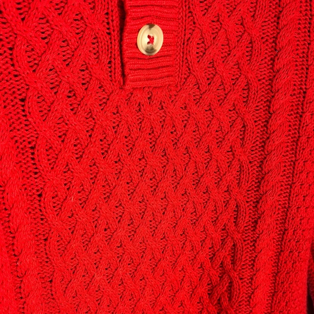 NWOT Red Cable Knit Sweater with Button Detail